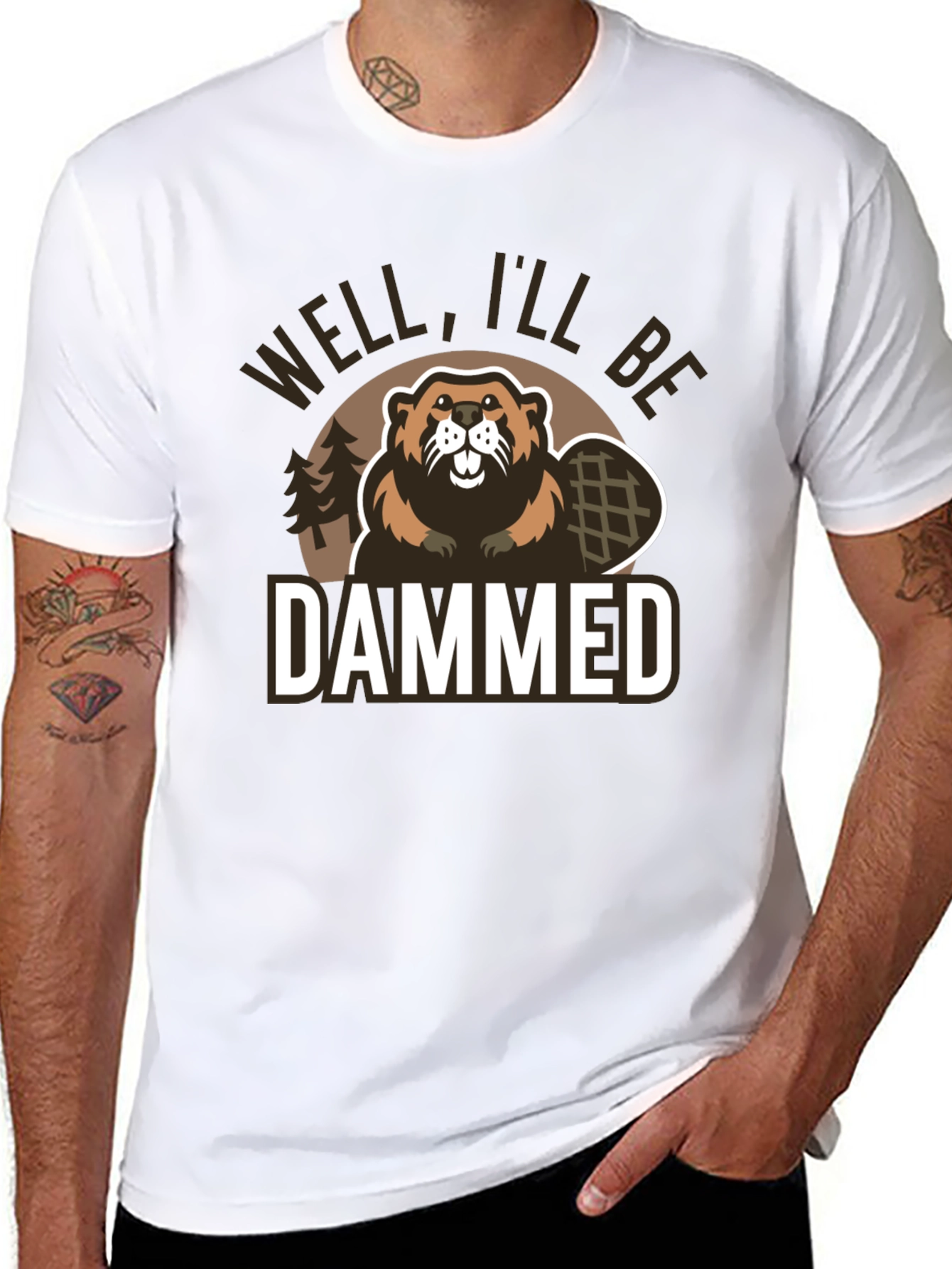 Camiseta Negra con Estampado Humorístico de Castor