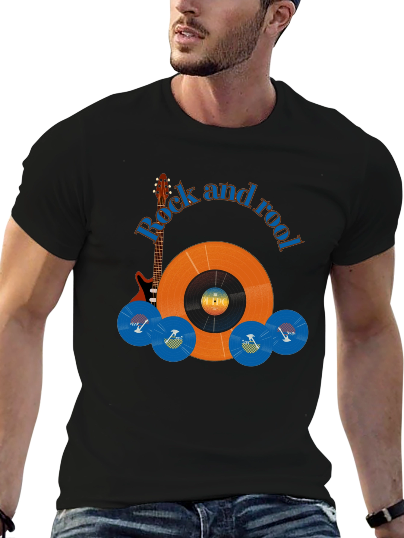 Camiseta Negra Rock and Rool para Hombre