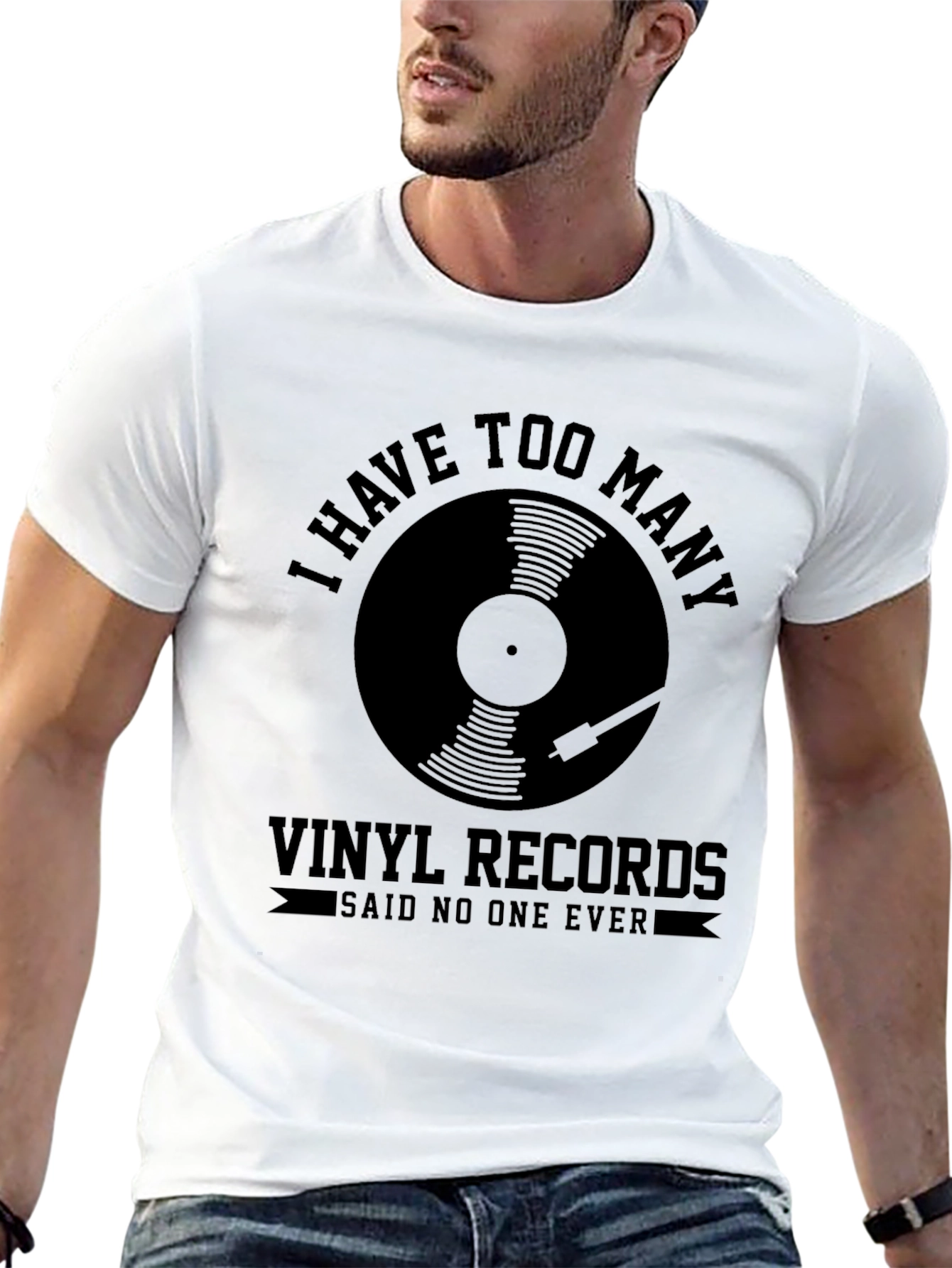 Camiseta Negra Demasiados Vinilos para Amantes de la Música