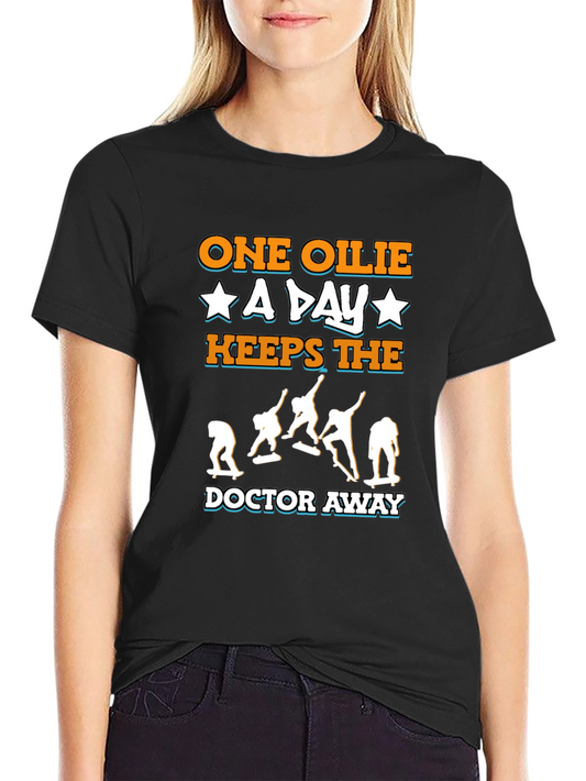 Camiseta Negra One Ollie A Day para Skaters