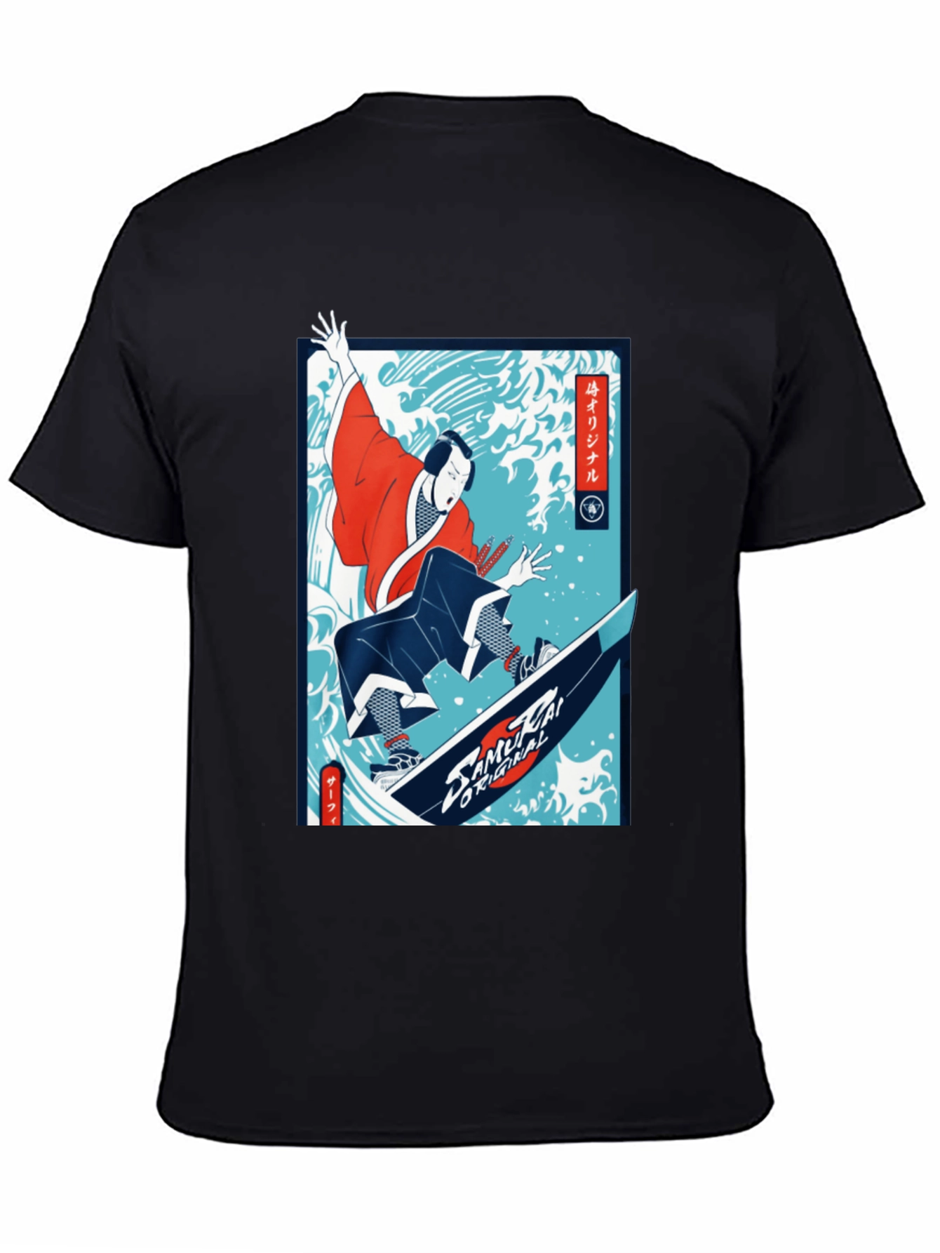 Camiseta Negra Diseño Samurai Surf Original