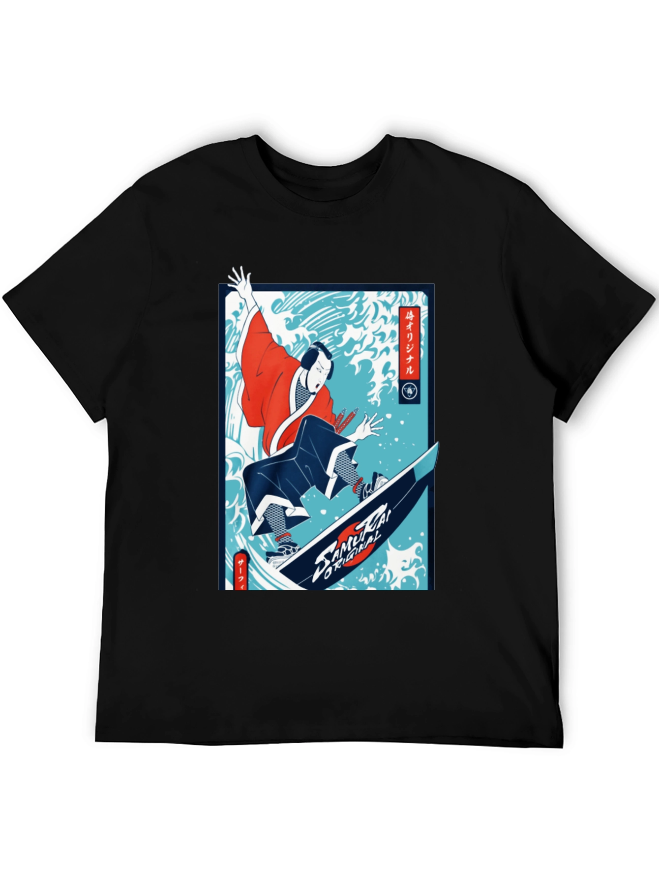 Camiseta Negra Diseño Samurai Surf Original