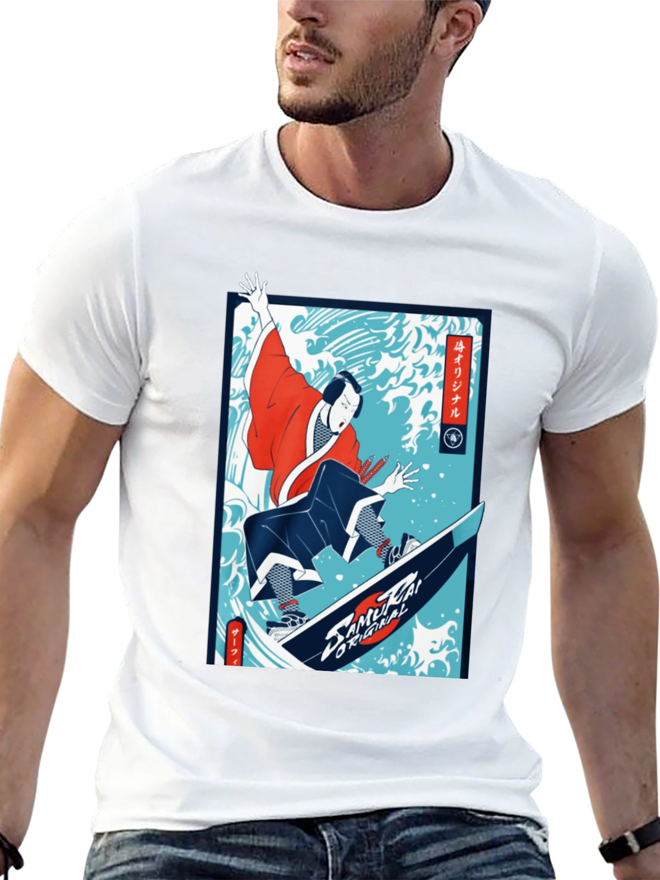 Camiseta Negra Diseño Samurai Surf Original
