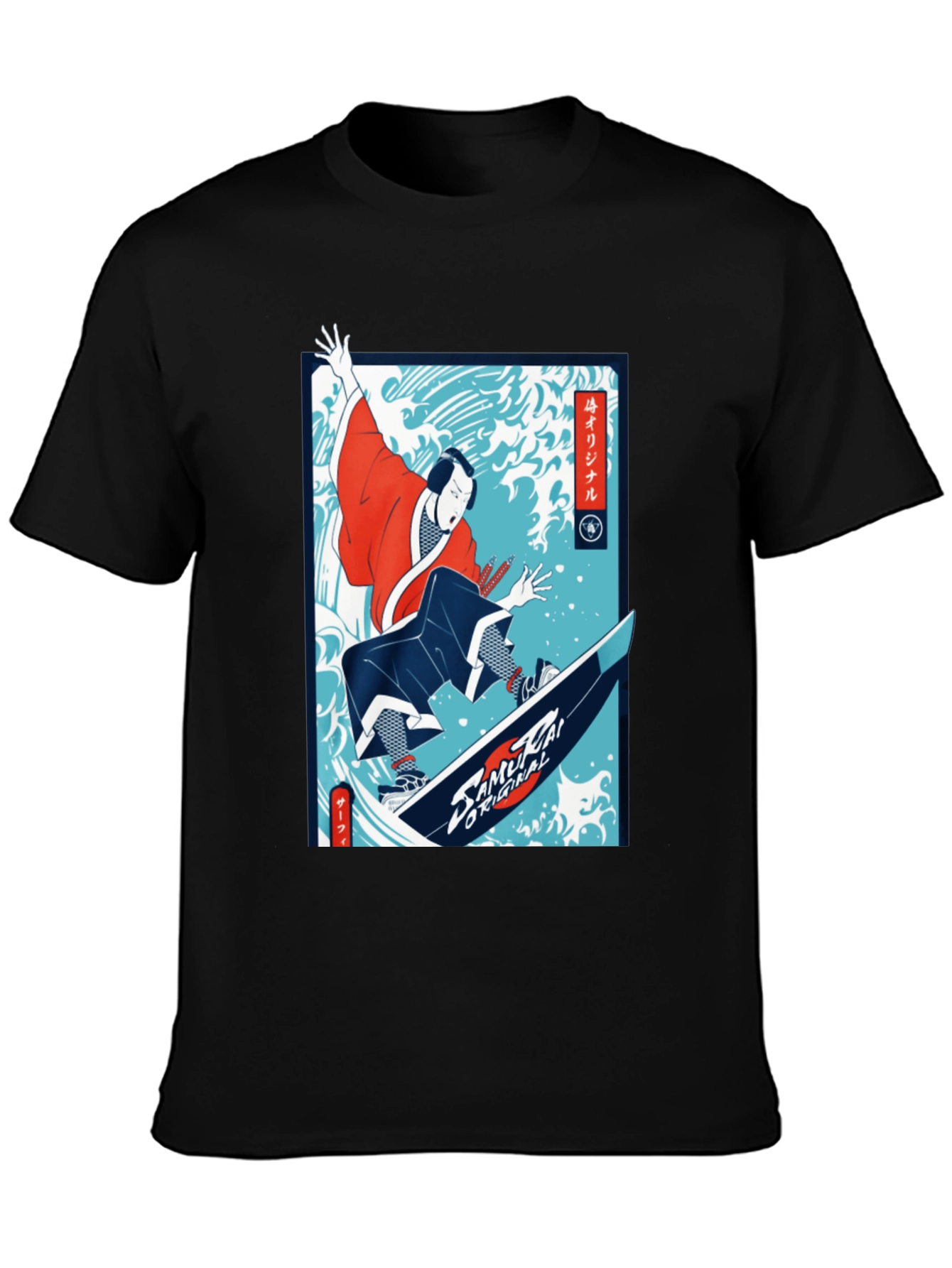 Camiseta Negra Diseño Samurai Surf Original
