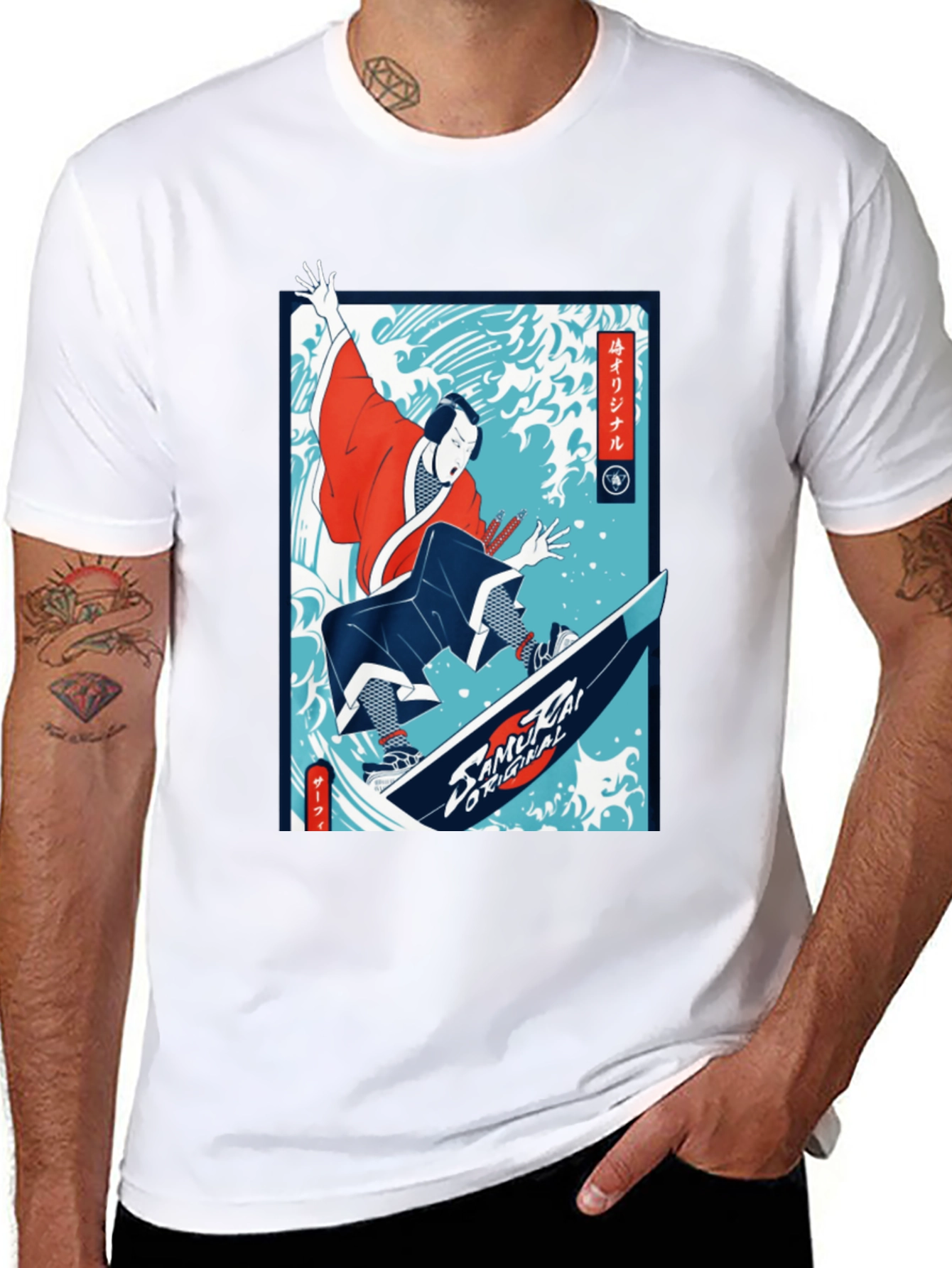Camiseta Negra Diseño Samurai Surf Original