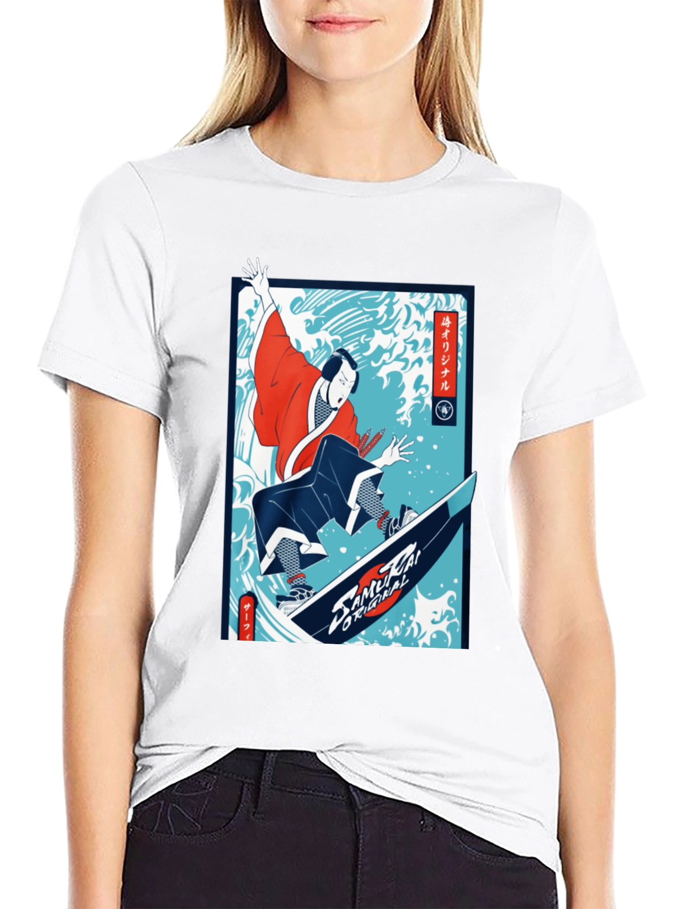 Camiseta Negra Diseño Samurai Surf Original