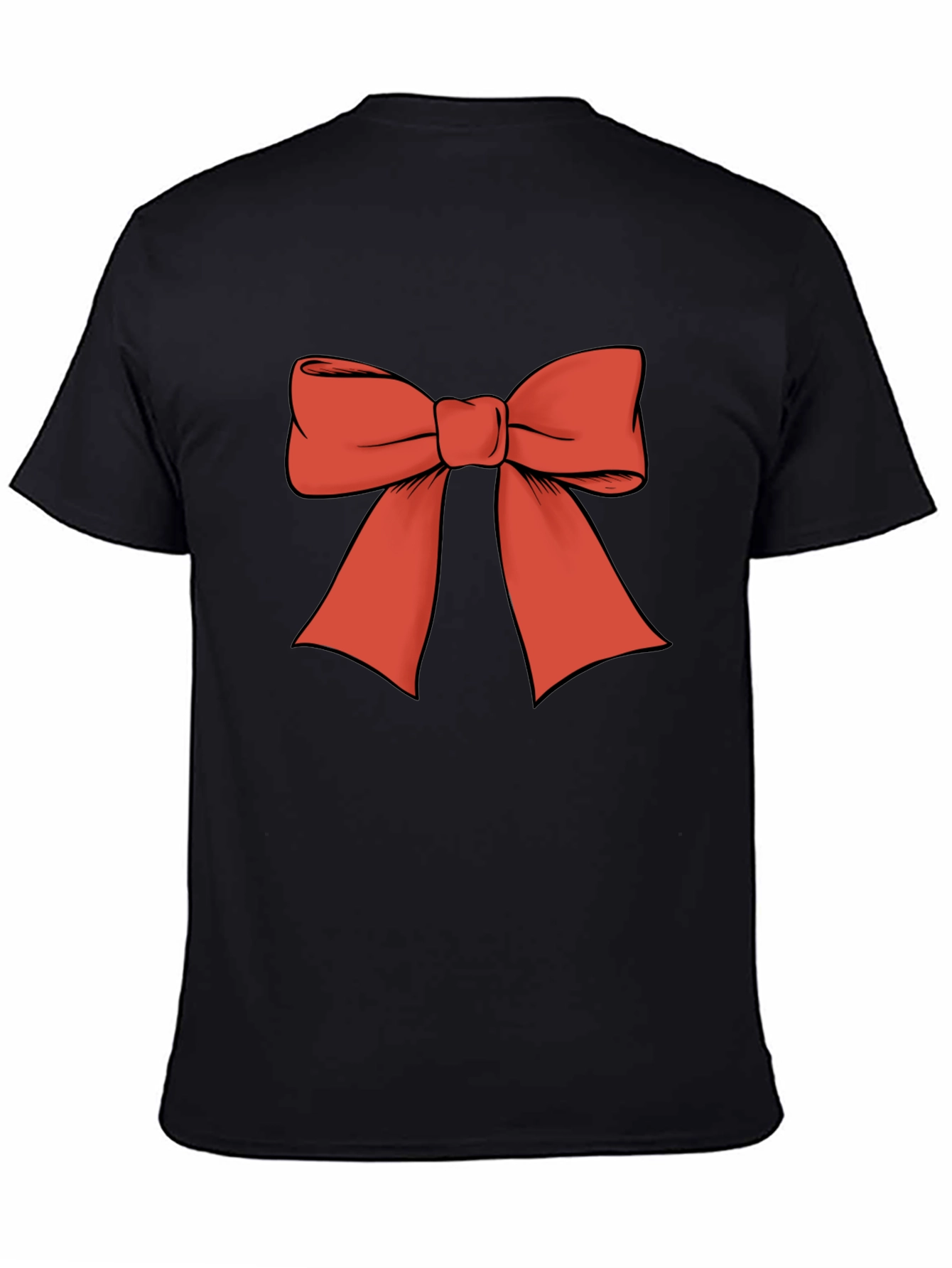 Camiseta Negra con Lazo Rojo Festivo
