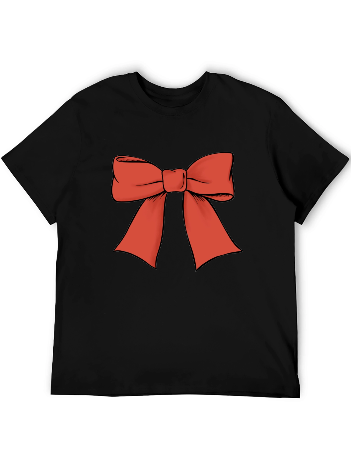 Camiseta Negra con Lazo Rojo Festivo