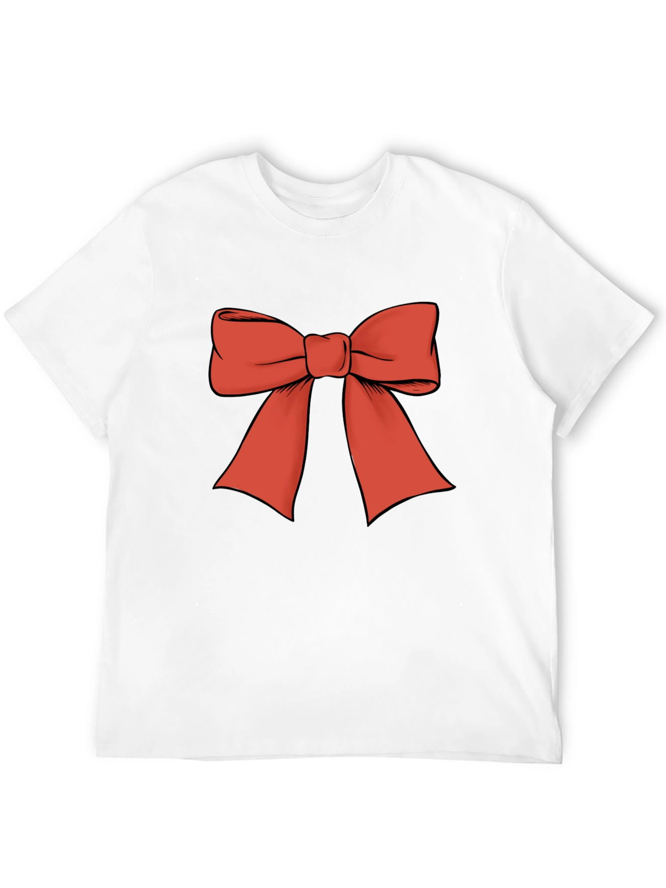 Camiseta Negra con Lazo Rojo Festivo