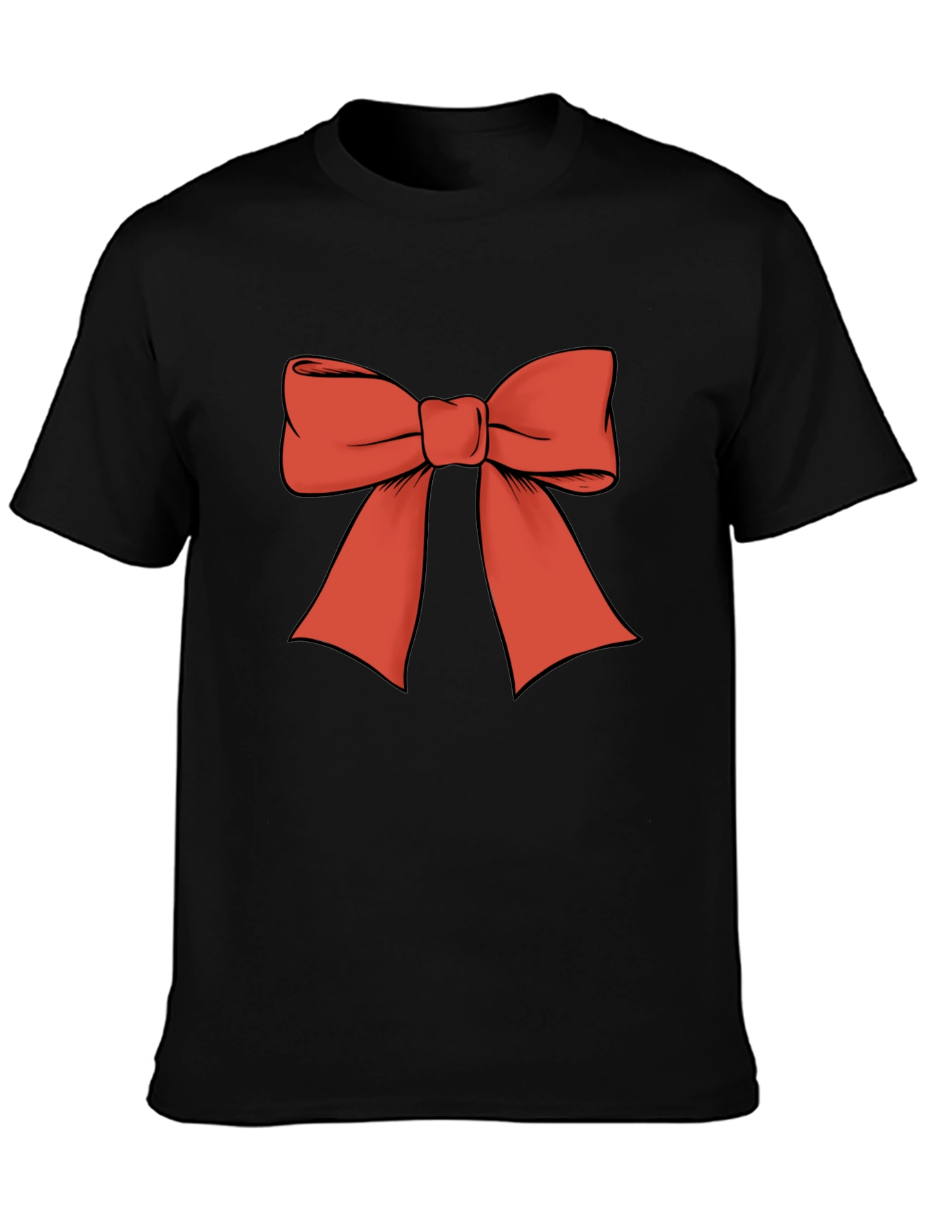 Camiseta Negra con Lazo Rojo Festivo