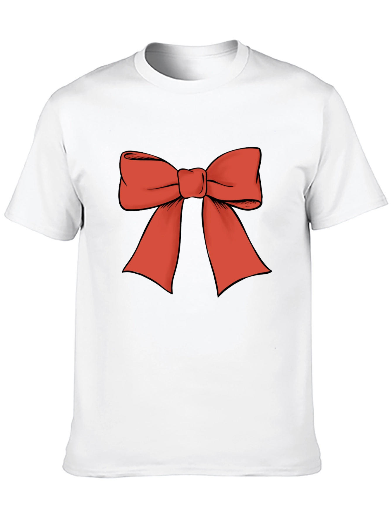 Camiseta Negra con Lazo Rojo Festivo