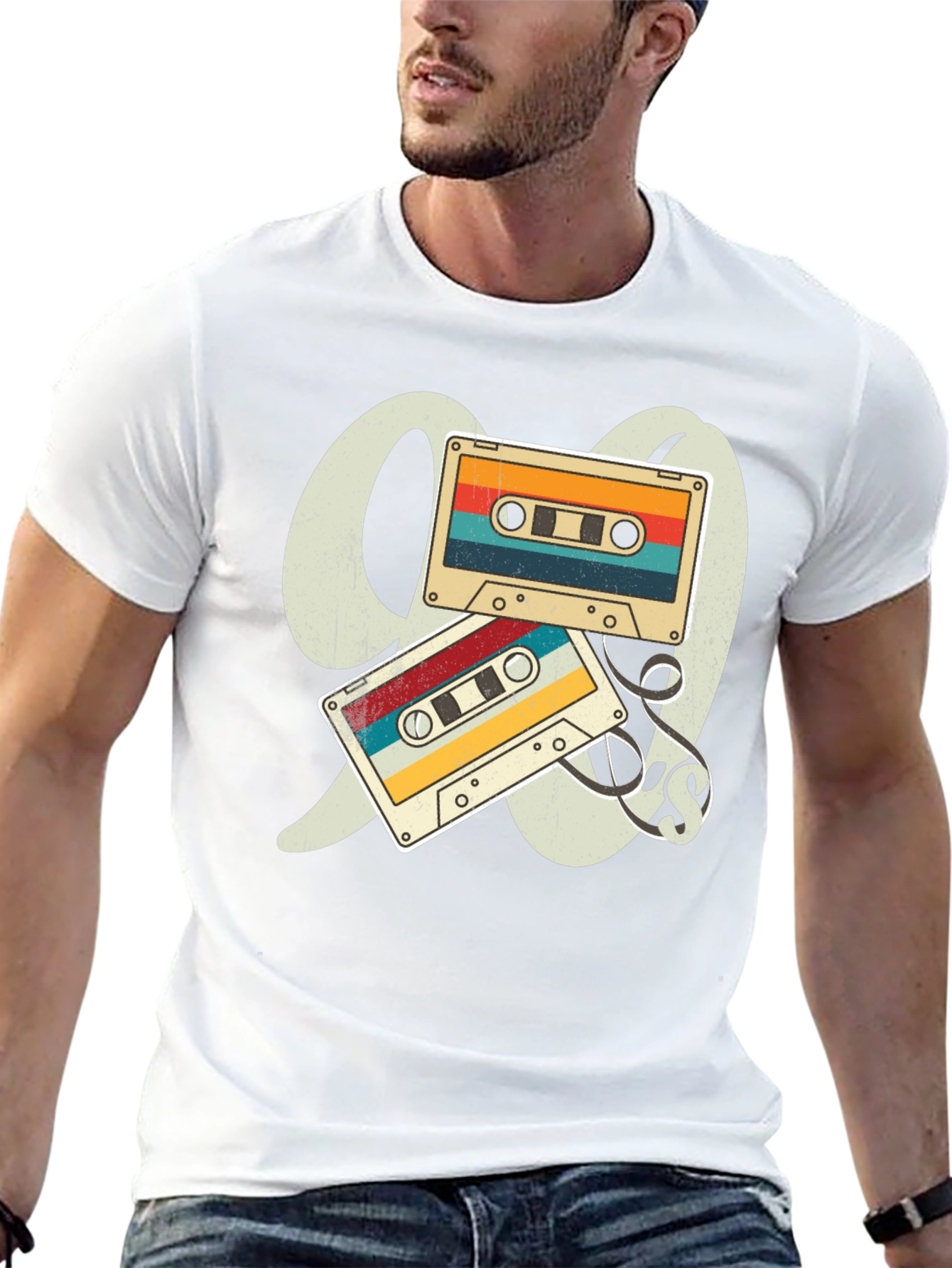 Camiseta Negra Retro Cassette Años 90