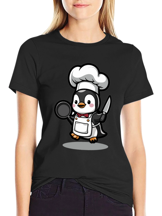 Camiseta Negra con Chef Pingüino