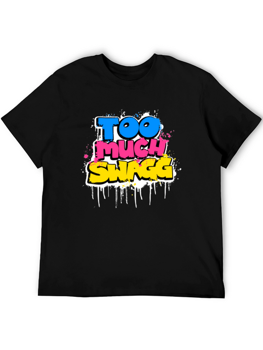 Camiseta Negra con Estampado Too Much Swagg