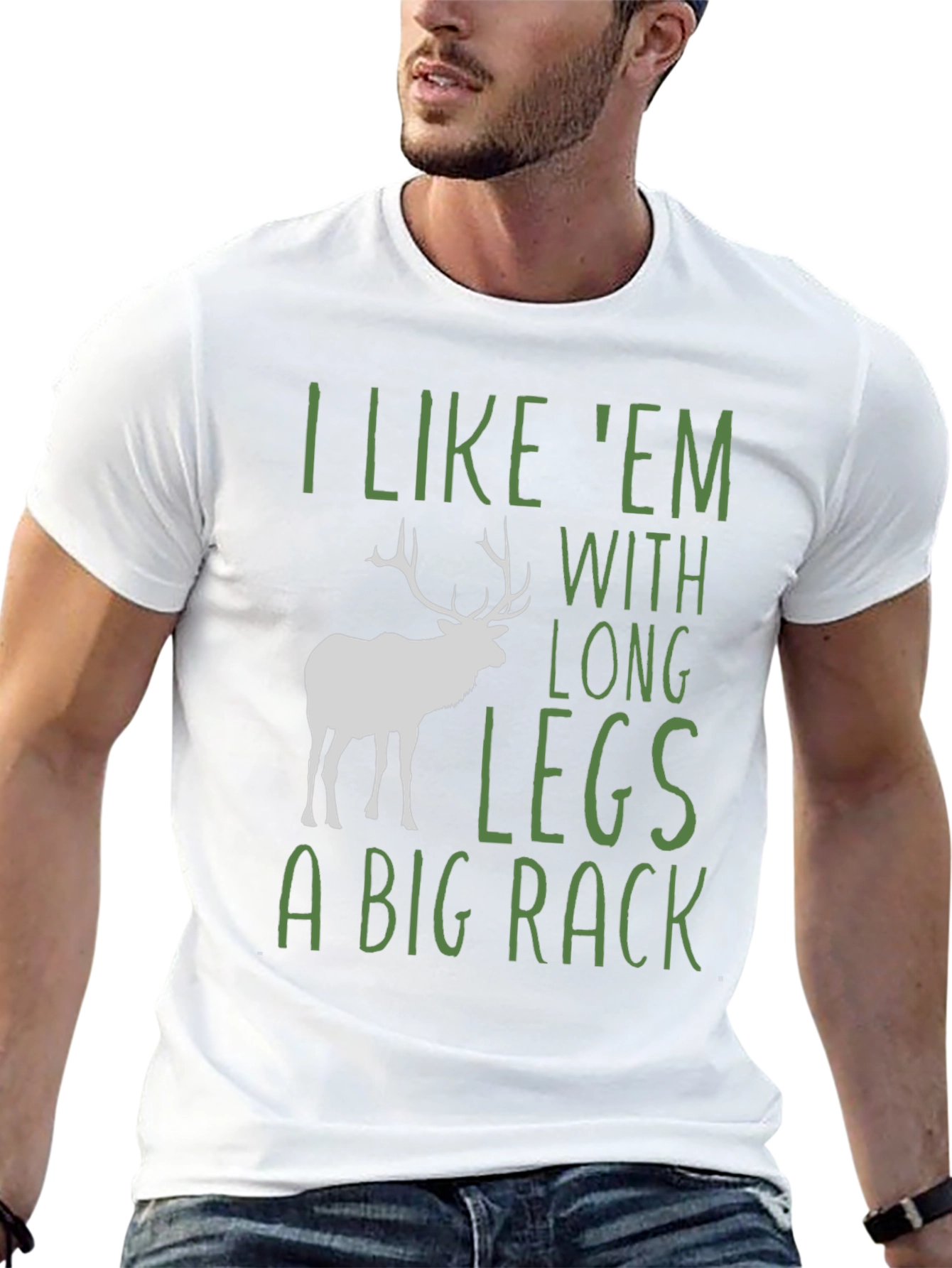 Camiseta Negra con Diseño de Ciervo y Frase Divertida