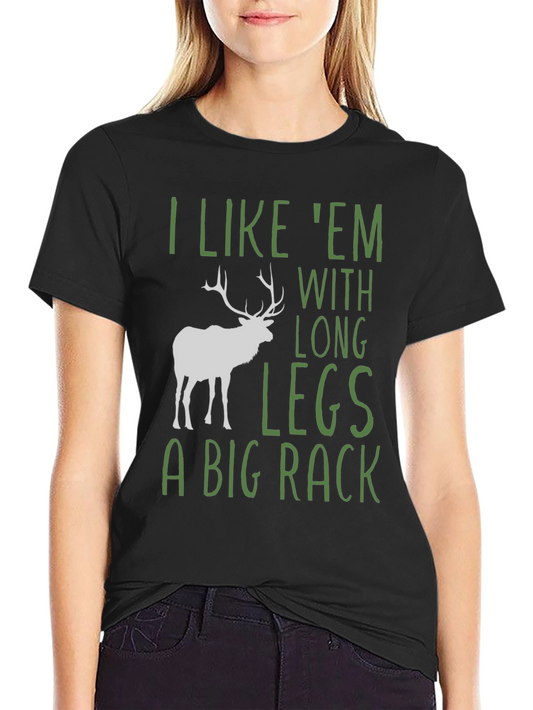 Camiseta Negra con Diseño de Ciervo y Frase Divertida
