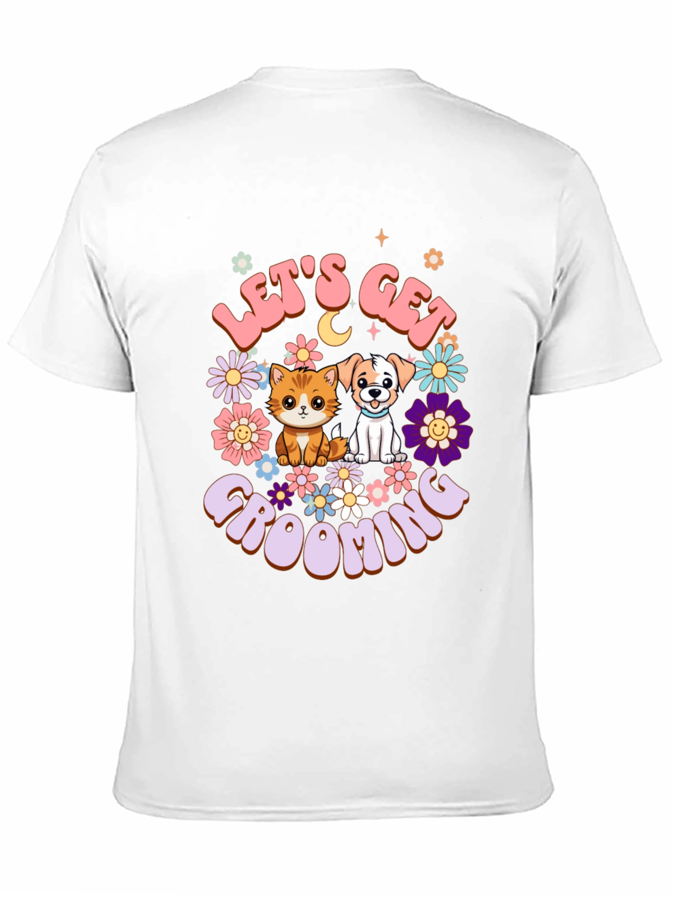 Camiseta Unisex Lets Get Grooming Mascotas Flores