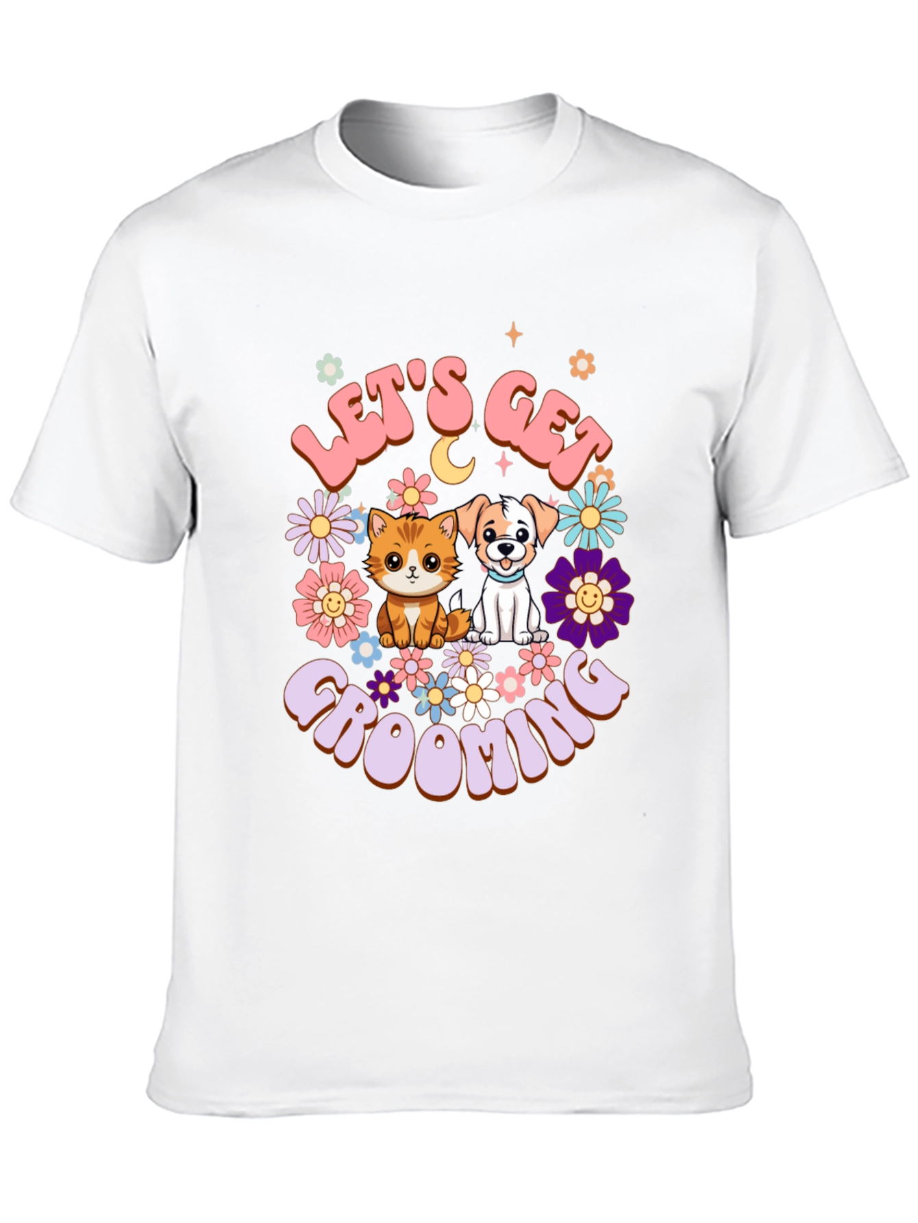 Camiseta Unisex Lets Get Grooming Mascotas Flores