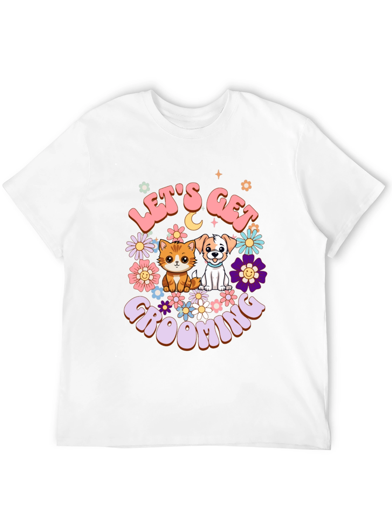 Camiseta Unisex Lets Get Grooming Mascotas Flores