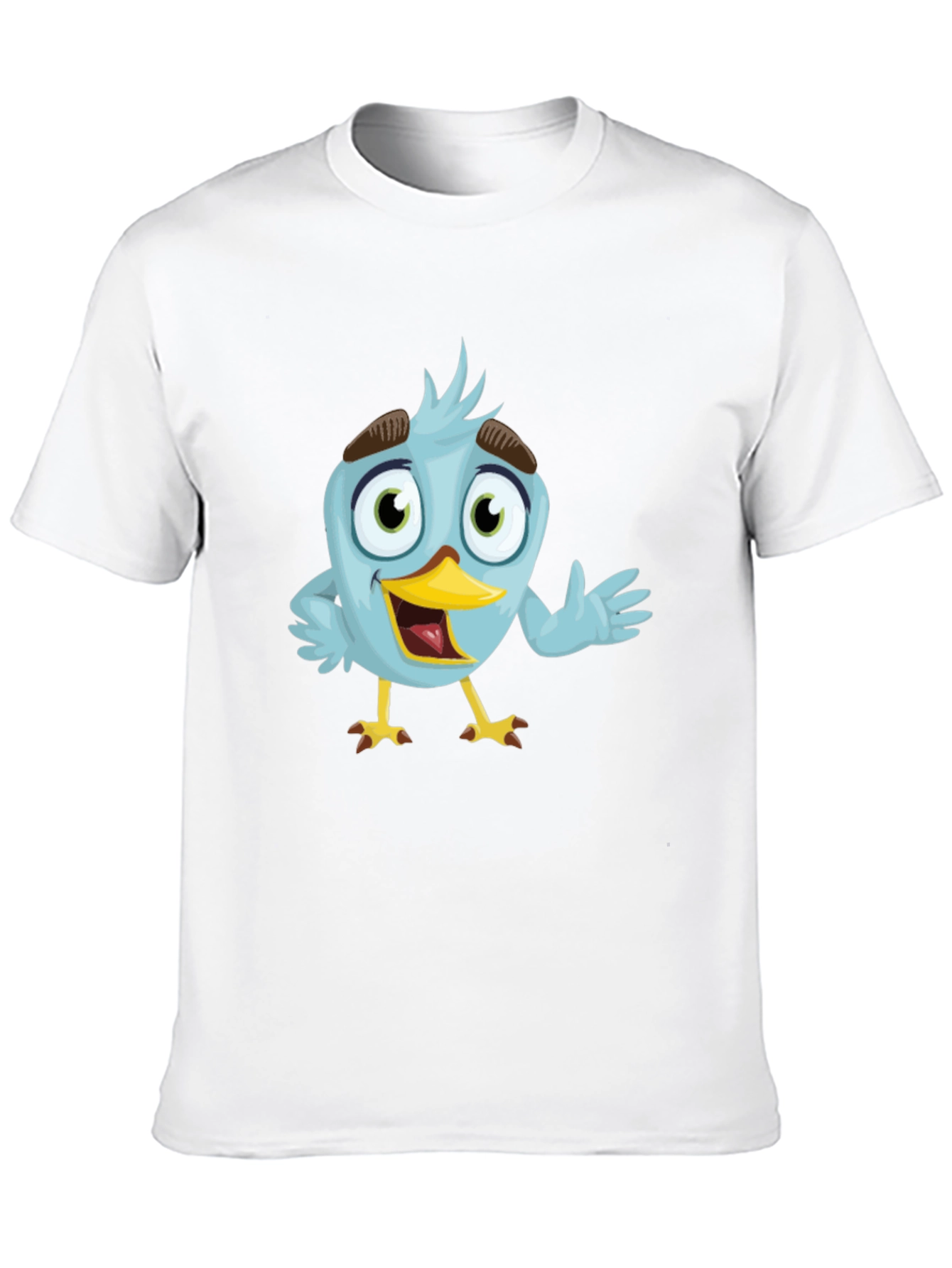 Camiseta Negra con Diseño de Pájaro Azul Animado