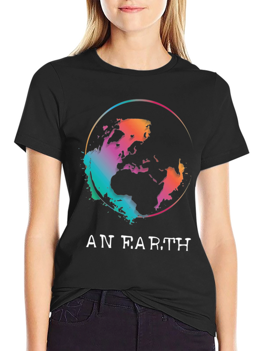 Camiseta Negra An Earth Diseño Planeta Colorido