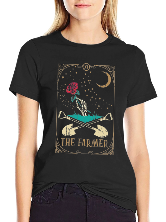 Camiseta Negra El Granjero con Diseño Esotérico