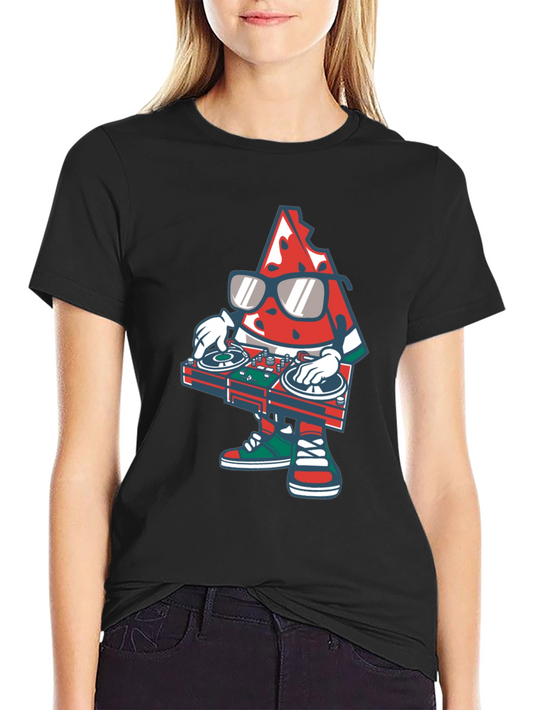 Camiseta Negra con Diseño de Sandía DJ