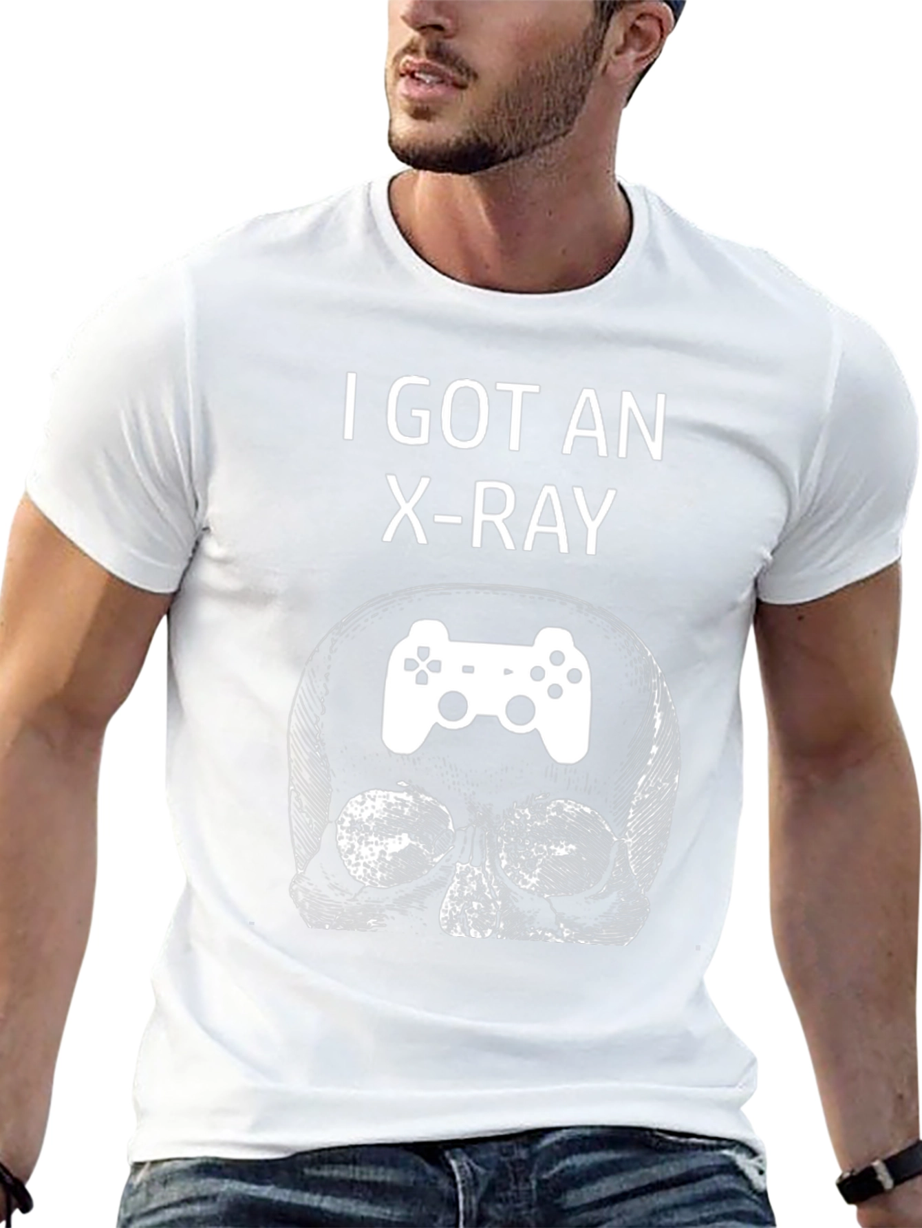 Camiseta Negra con Diseño de Calavera Gamer Rayos X
