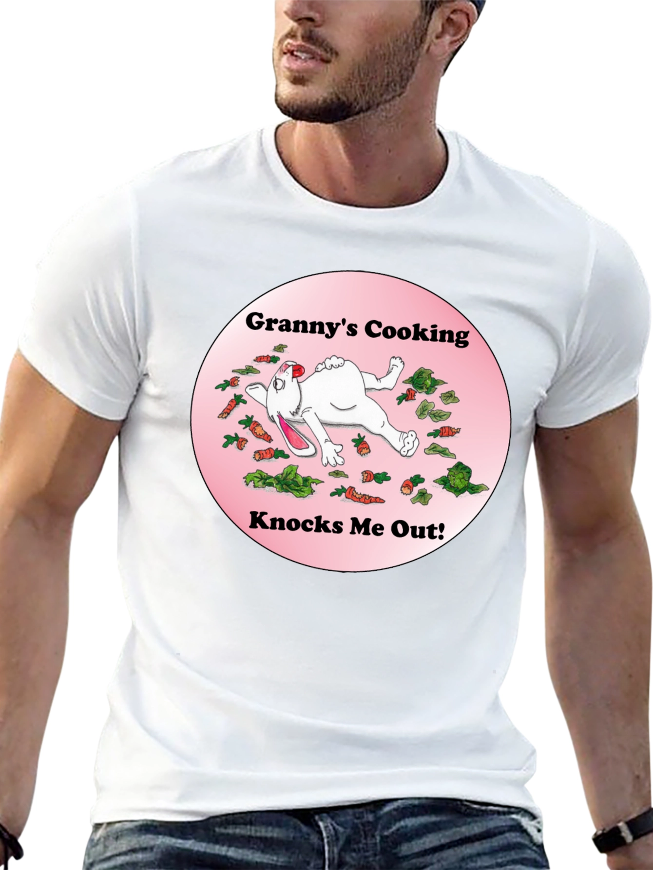 Camiseta Negra: Grannys Cooking Knocks Me Out!