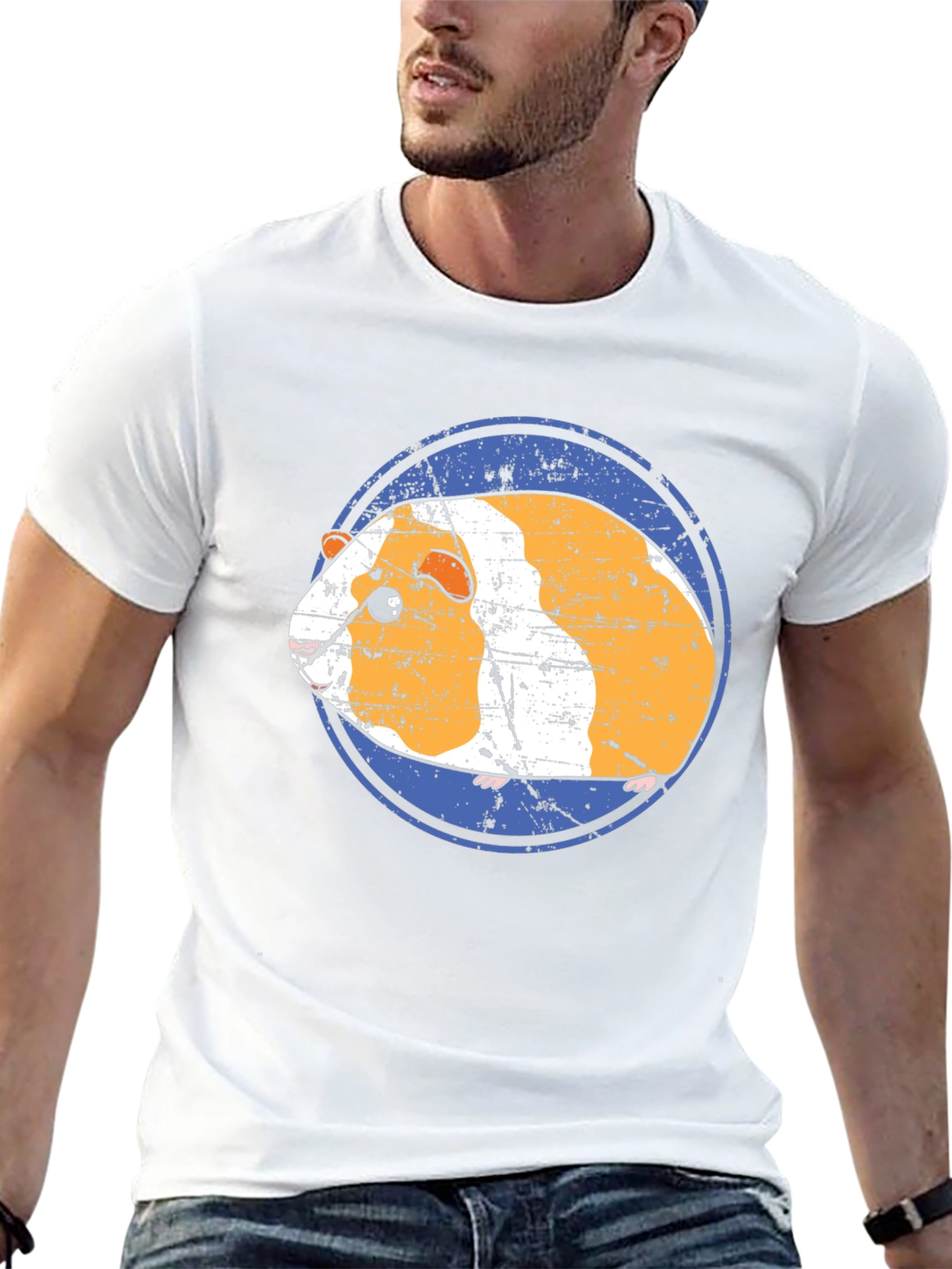 Camiseta Negra con Diseño de Cuy Gracioso