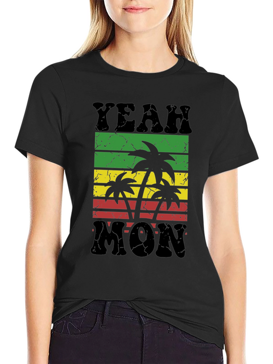 Camiseta Negra Yeah Mon Estilo Reggae