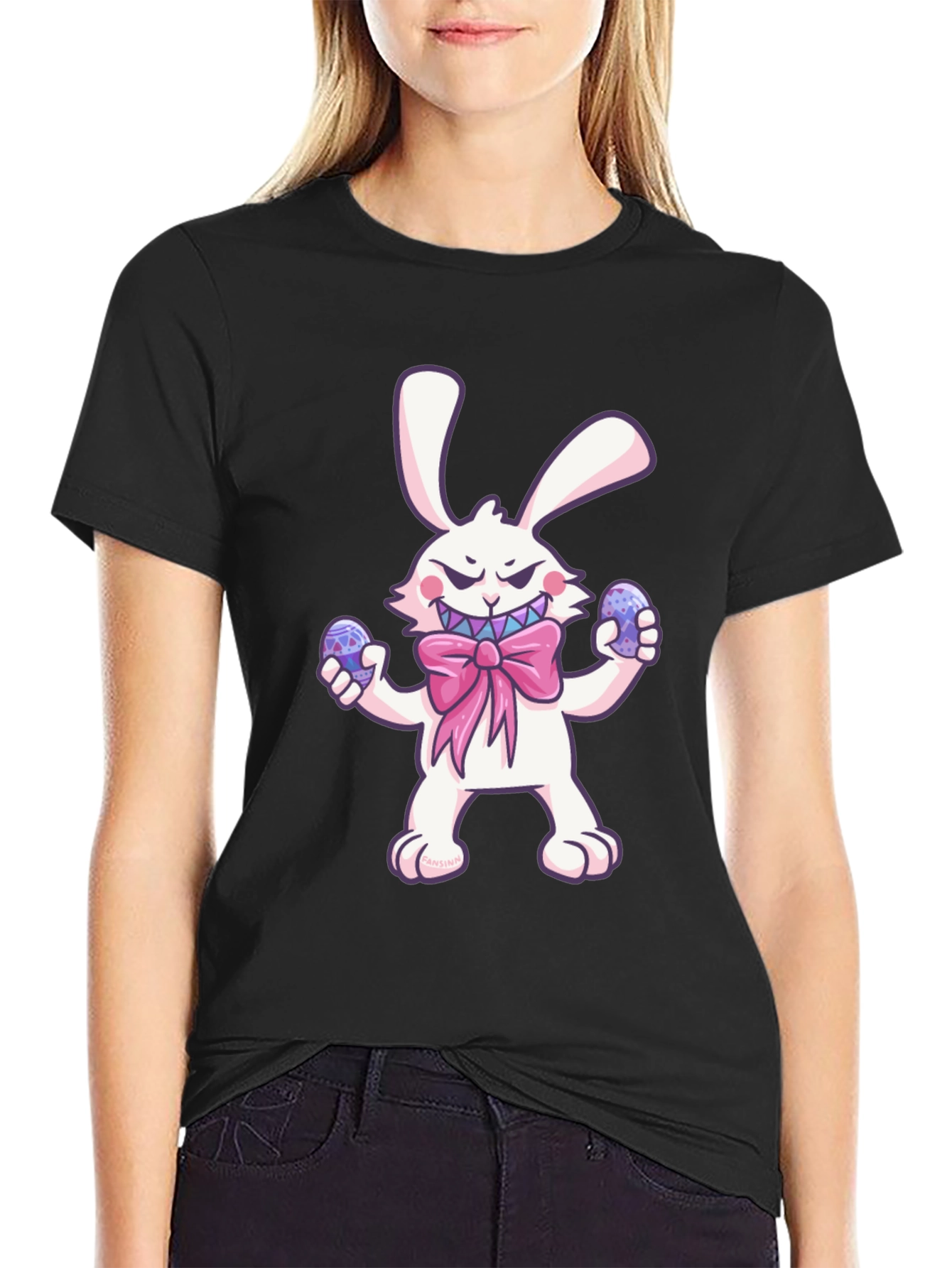 Camiseta Negra Conejo Malvado de Pascua