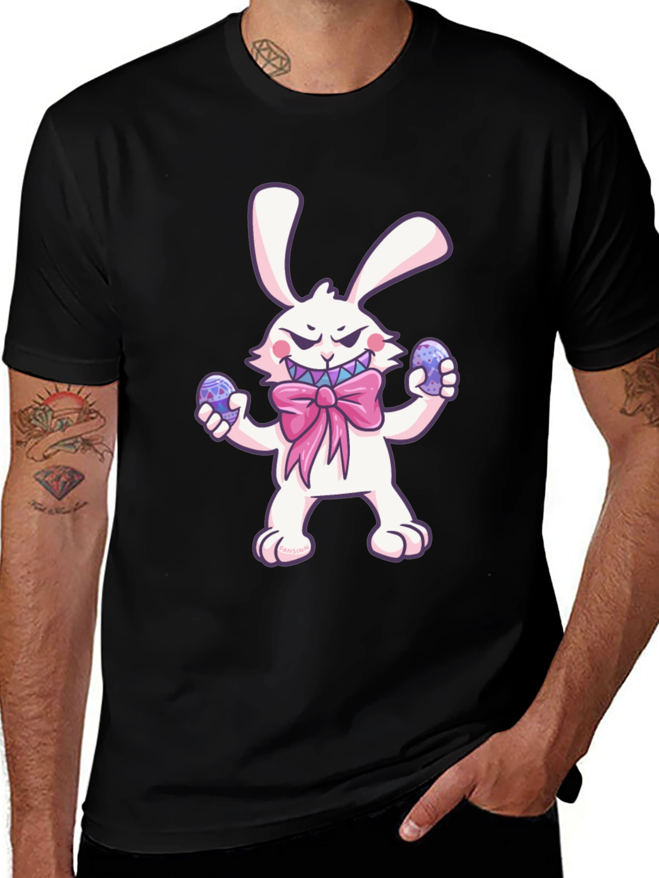 Camiseta Negra Conejo Malvado de Pascua