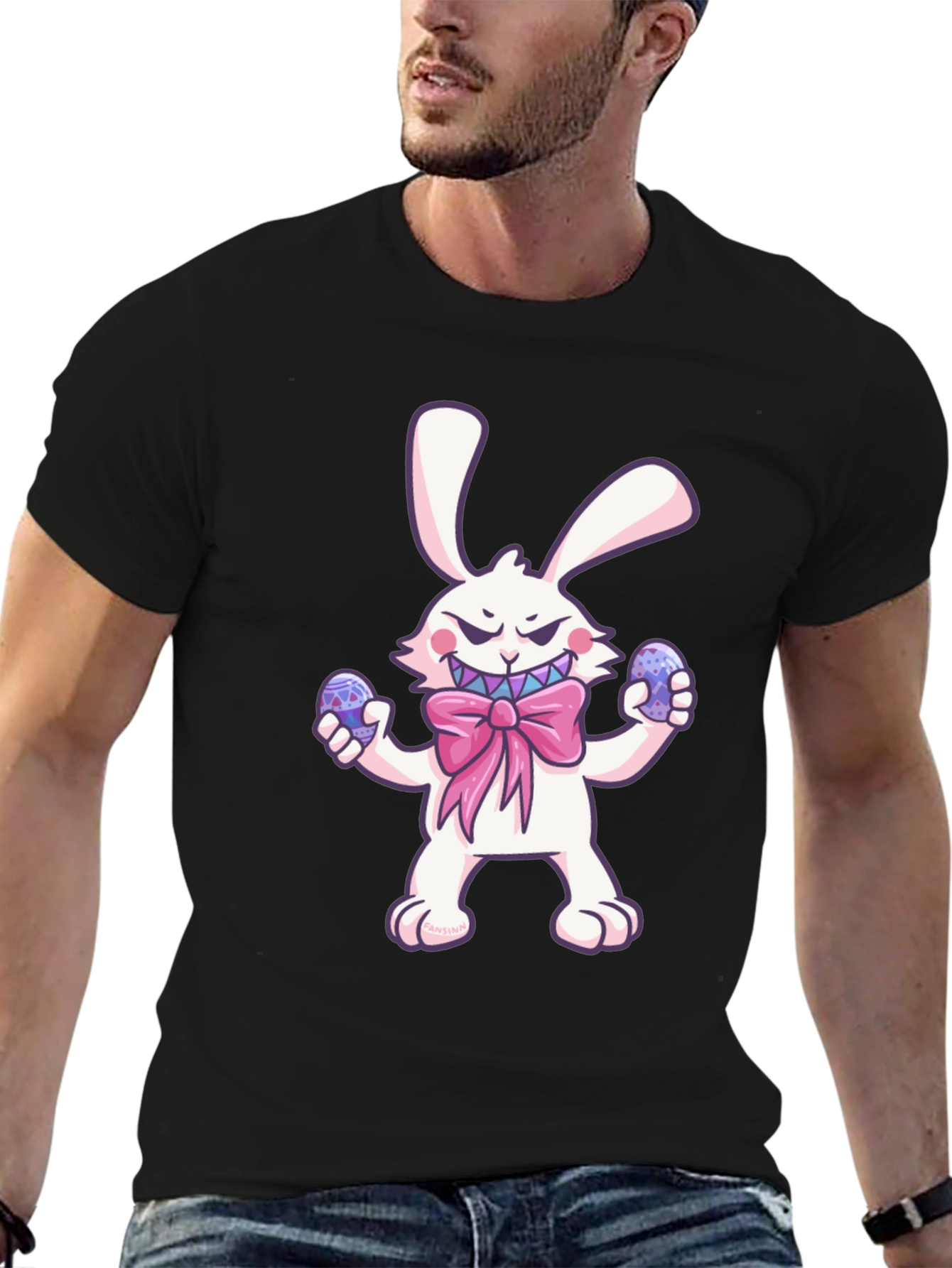 Camiseta Negra Conejo Malvado de Pascua