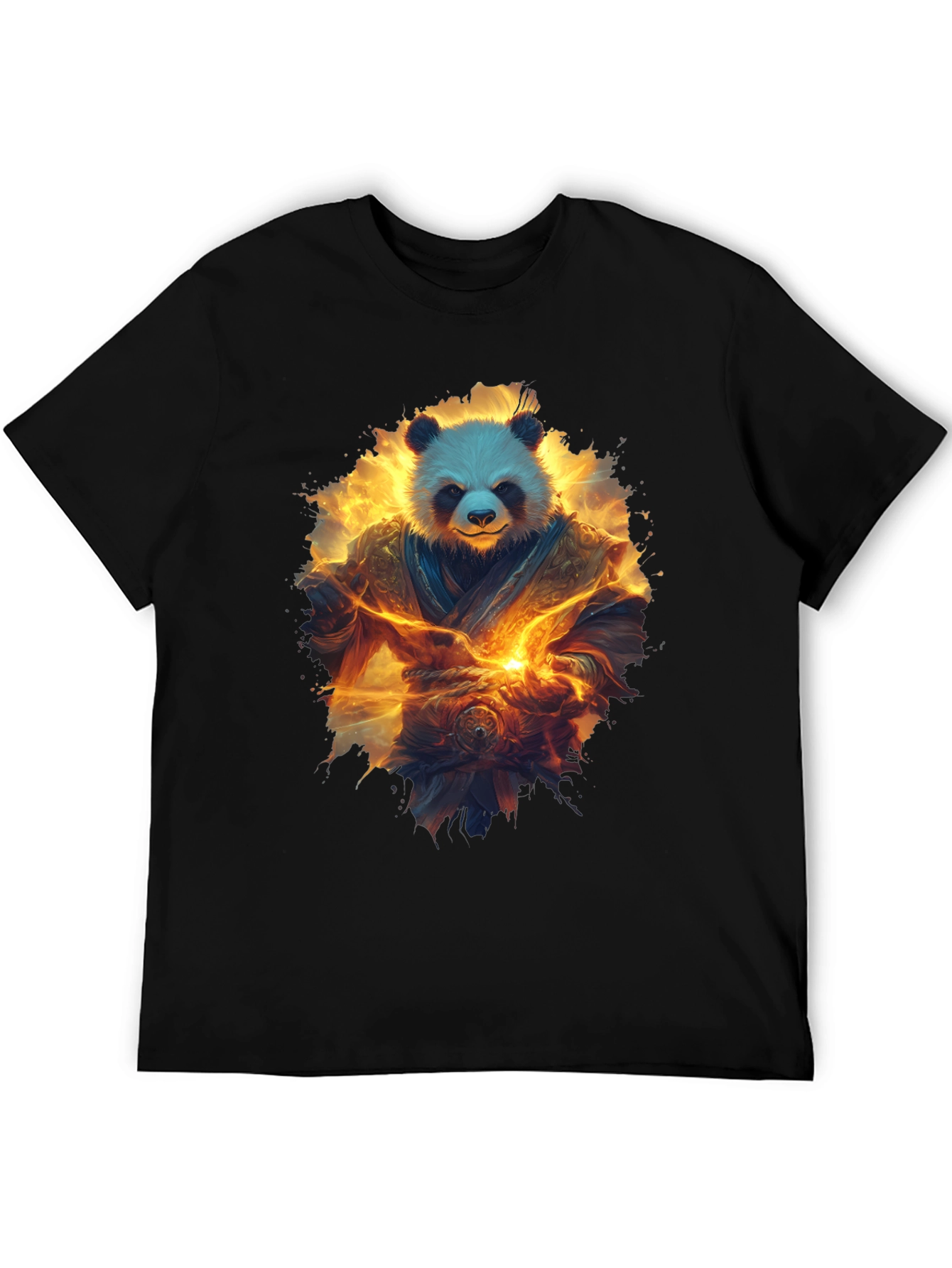 Camiseta Negra con Panda Guerrero
