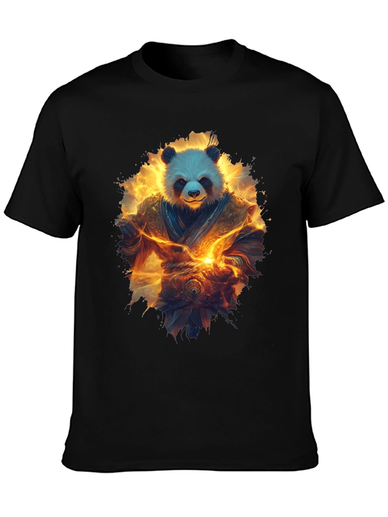 Camiseta Negra con Panda Guerrero