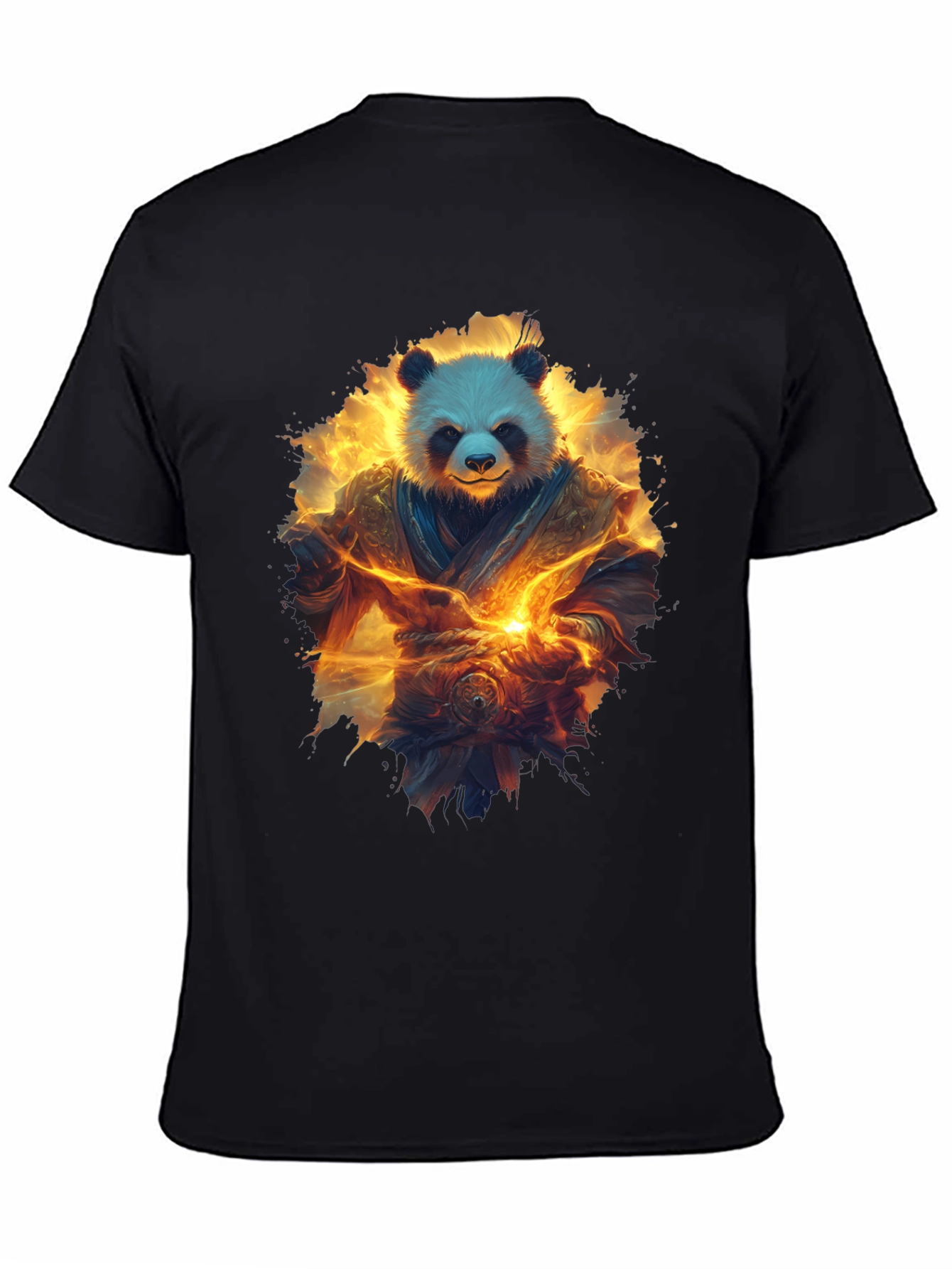 Camiseta Negra con Panda Guerrero