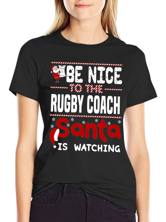 Camiseta Divertida Sé Bueno con el Entrenador de Rugby