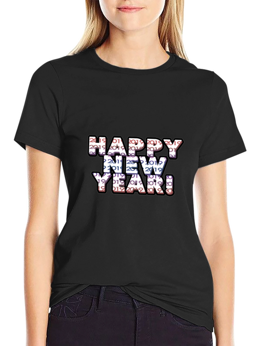 Camiseta Negra Feliz Año Nuevo 2019 2020
