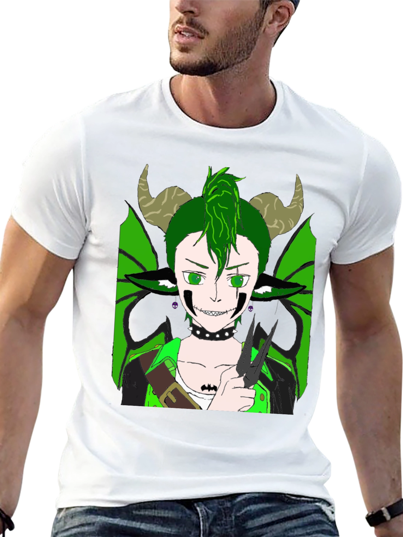 Camiseta Negra con Diseño de Criatura Fantástica