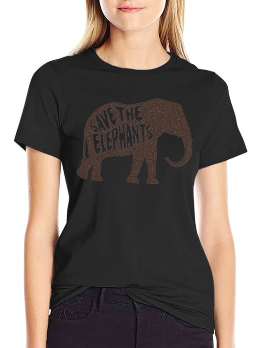 Camiseta Negra con Diseño de Elefante Salva a los Elefantes