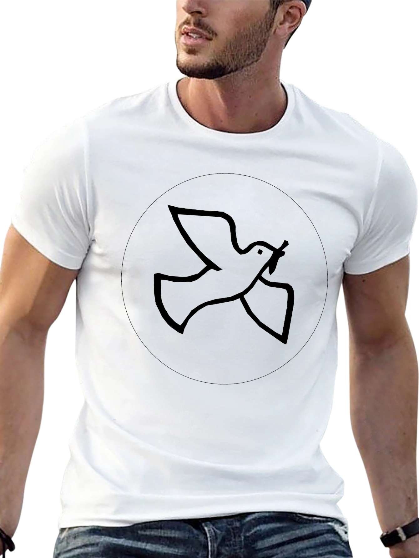 Camiseta Negra Hombre: Diseño Paloma de la Paz