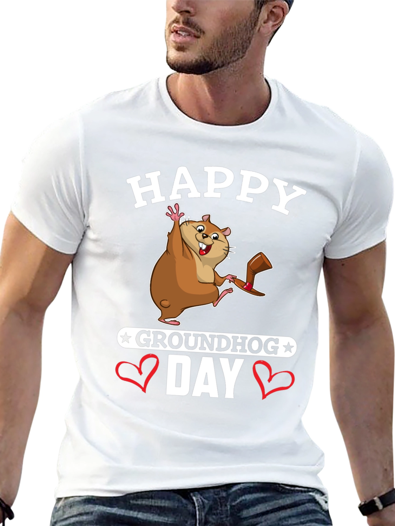 Camiseta Negra Feliz Día de la Marmota