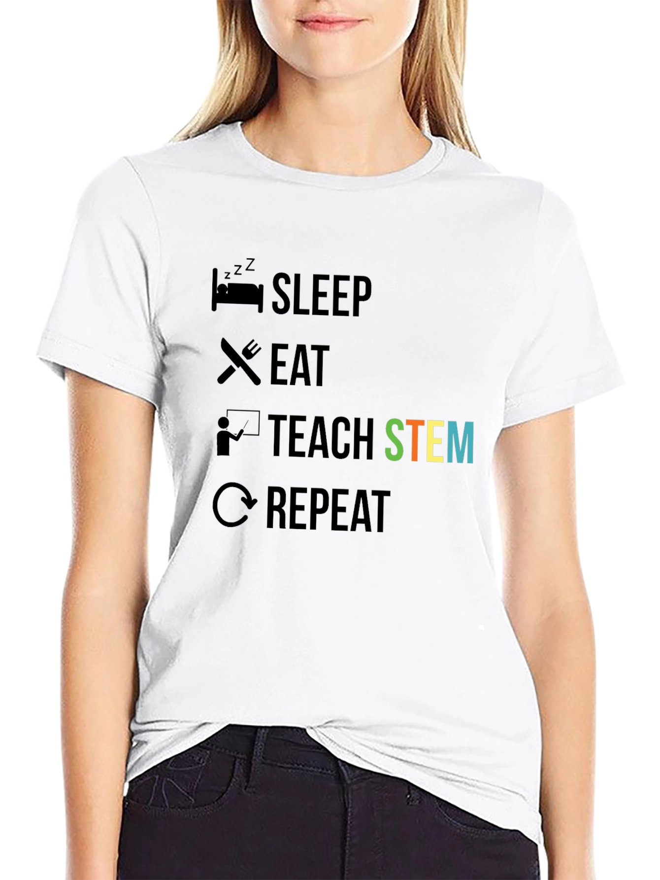 Camiseta Negra Enseñar STEM para Profesor