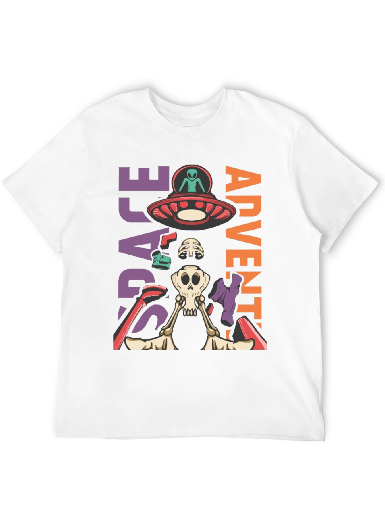 Camiseta Aventura Espacial con Alien y Esqueleto