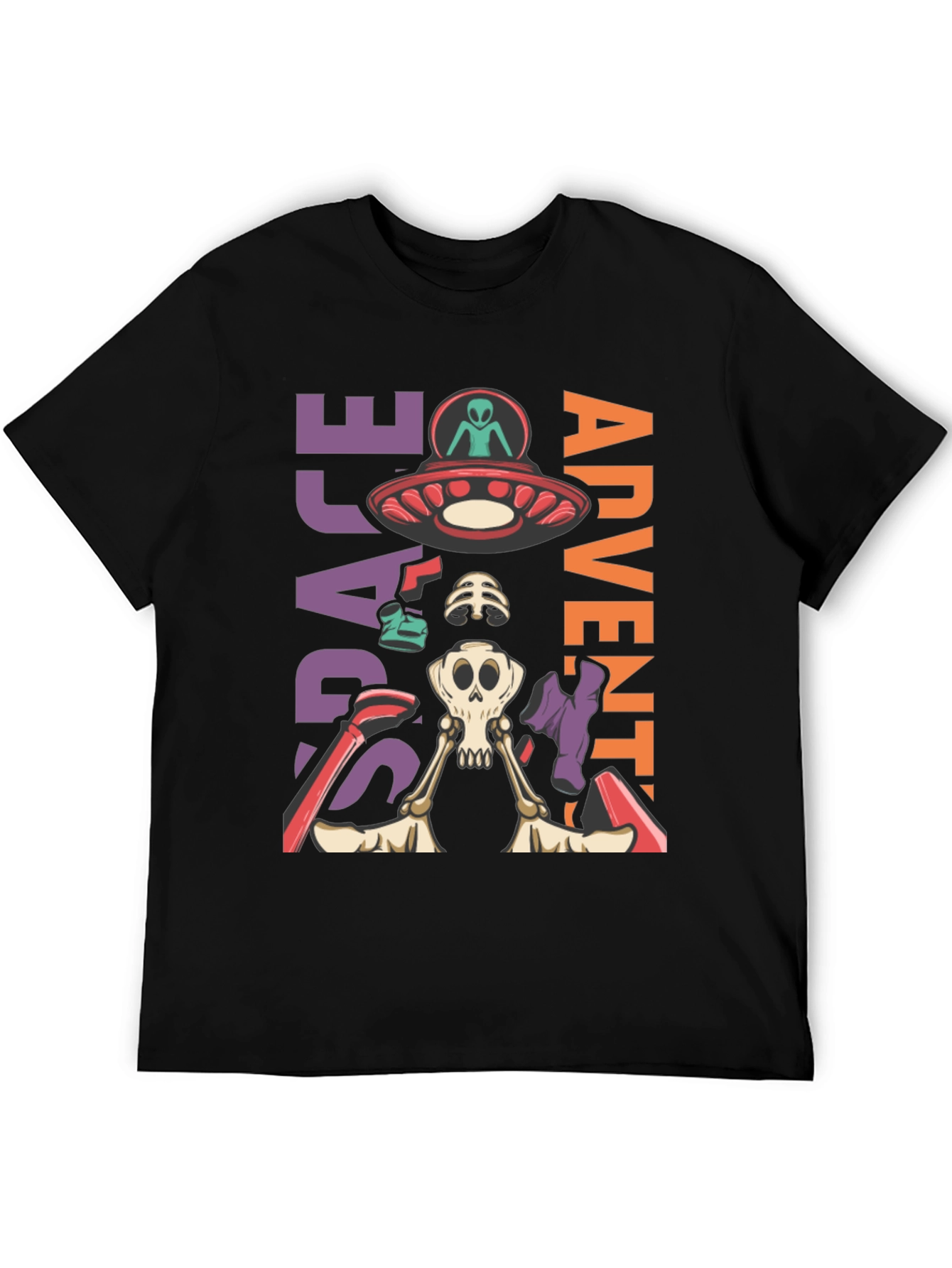 Camiseta Aventura Espacial con Alien y Esqueleto