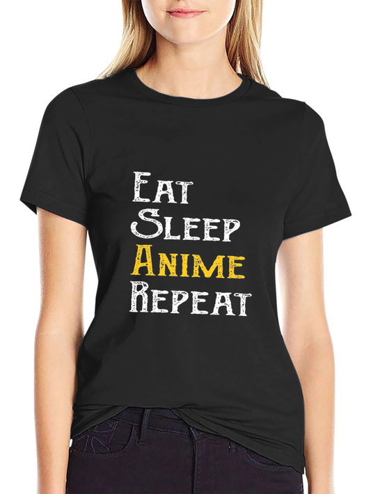 Camiseta Negra Eat Sleep Anime Repeat