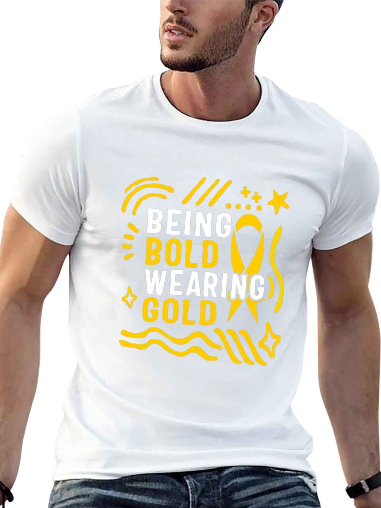Camiseta Negra Being Bold Wearing Gold para Adultos