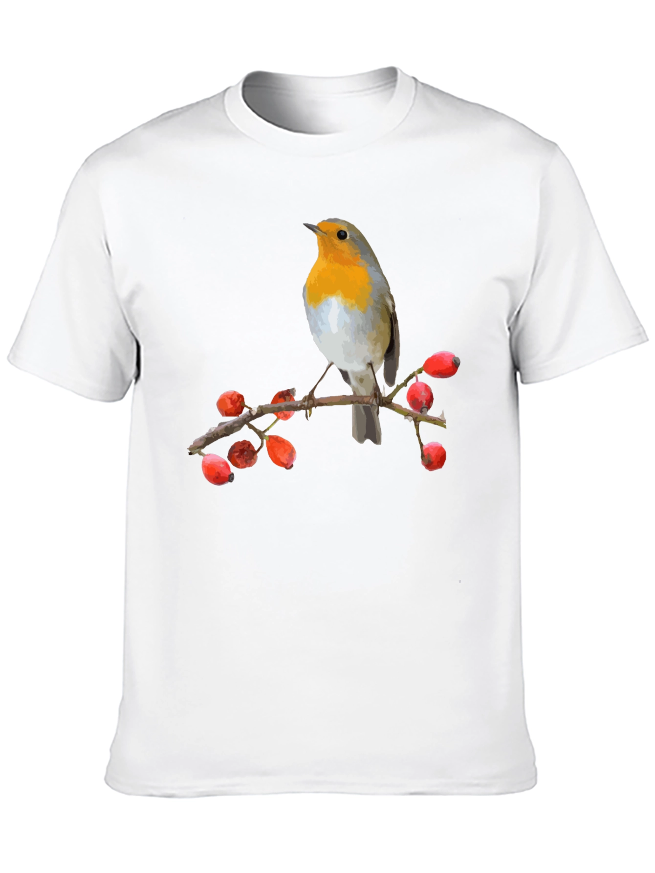 Camiseta Negra con Diseño de Pájaro Robin