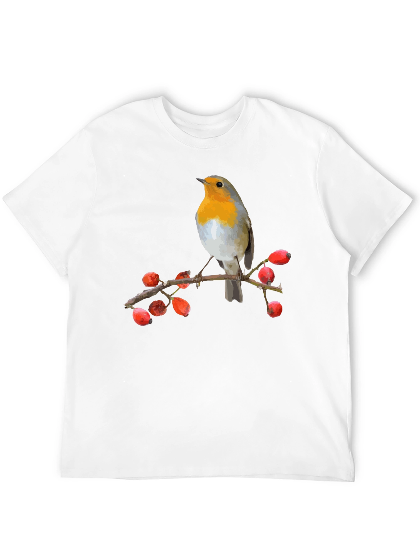 Camiseta Negra con Diseño de Pájaro Robin
